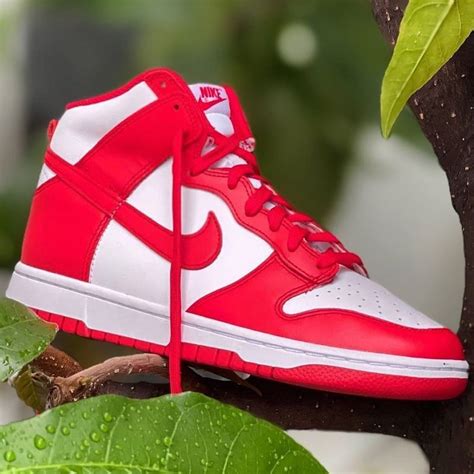 nike red dunks high|red dunks with yellow tag.